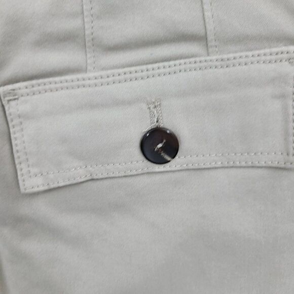 WHBM Mini Skirt 10 Tan Cotton Stretch Aline Button Front Cargo Safari Pockets - Picture 10 of 14